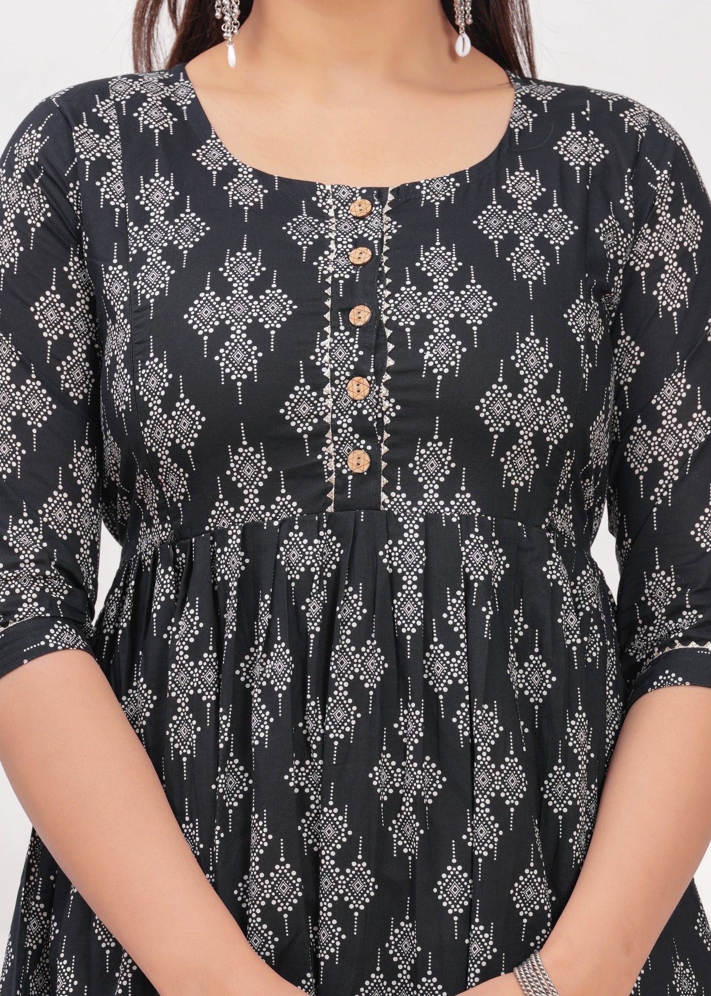 Hima Premium Cotton Anarkali Feeding & Maternity Kurti β 48 Inch Length, 2 Side Zips