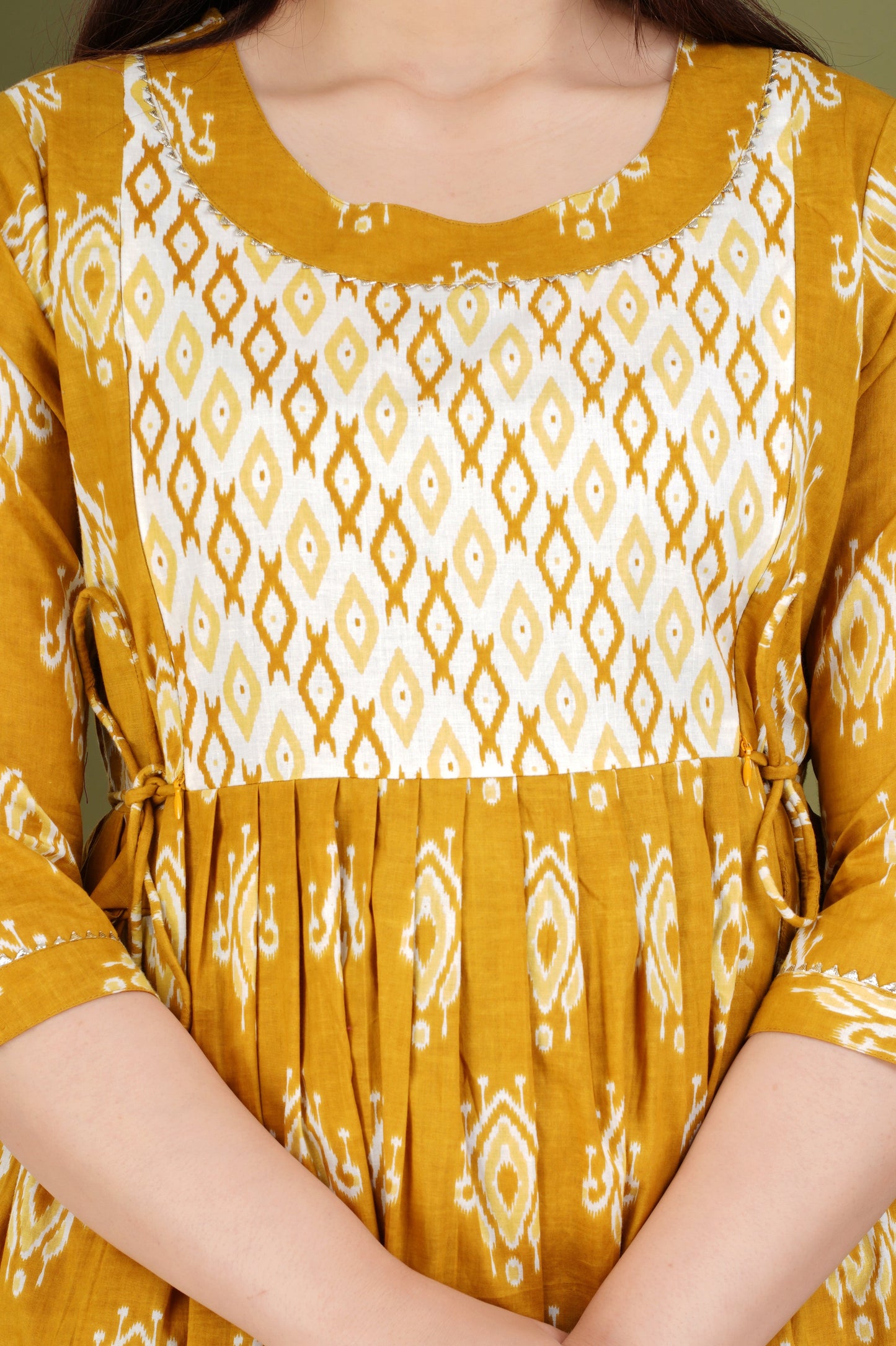 Hima Premium Cotton Anarkali Feeding & Maternity Kurti – 48 Inch Length, 2 Side Zips All-Day Comfort for Moms (Yellow)