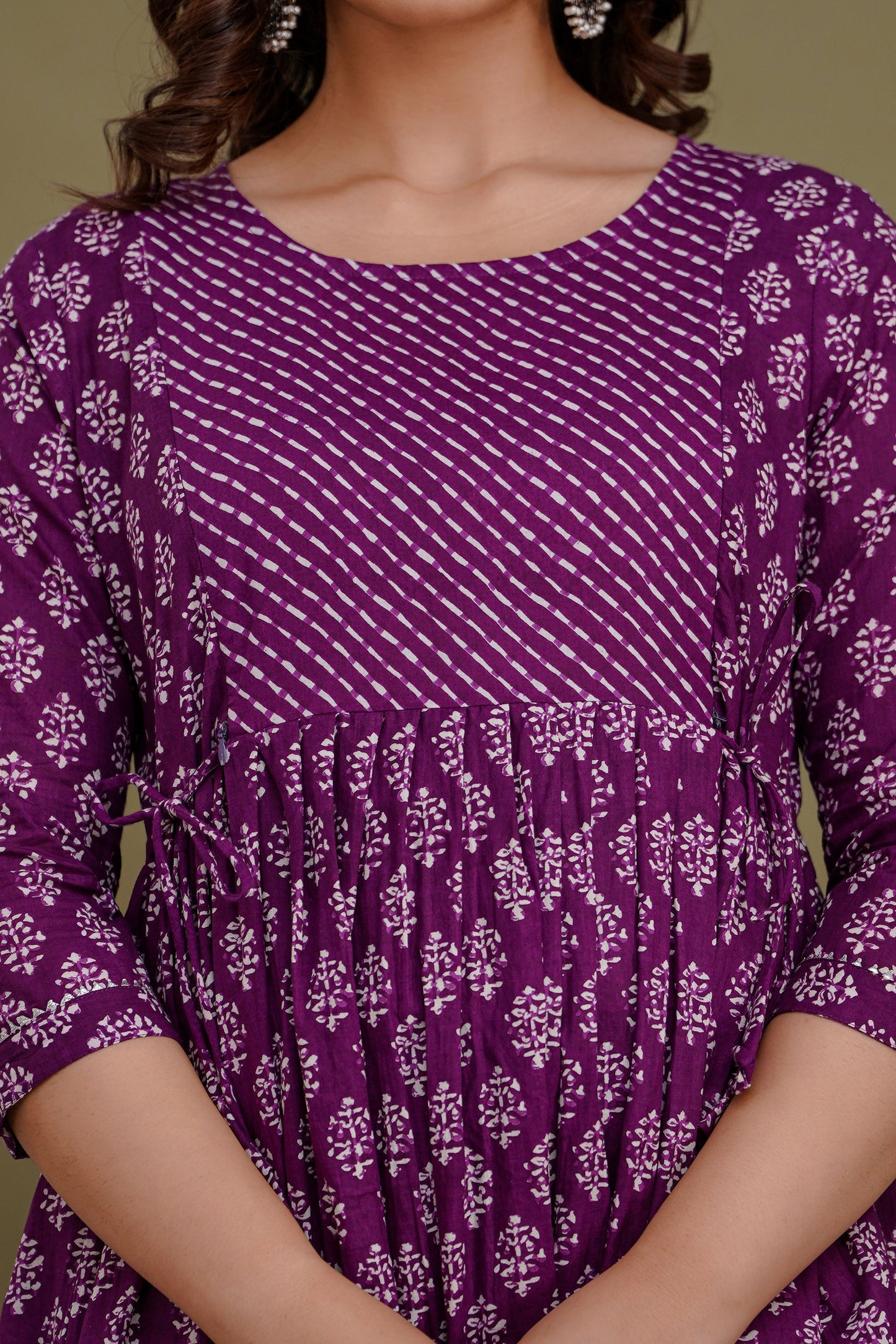 Hima Premium Cotton Anarkali Feeding & Maternity Kurti – 48 Inch Length, 2 Side Zips All-Day Comfort for Moms (Purple)