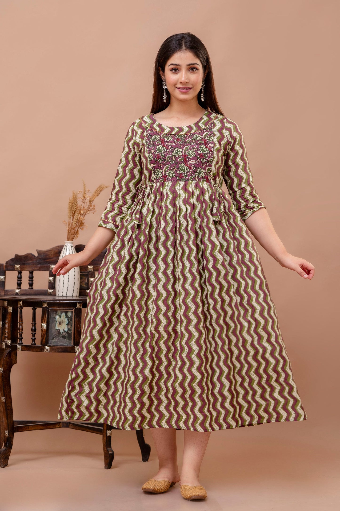 Hima Premium Cotton Anarkali Feeding & Maternity Kurti – 48 Inch Length, 2 Side Zips All-Day Comfort for Moms zik zeck