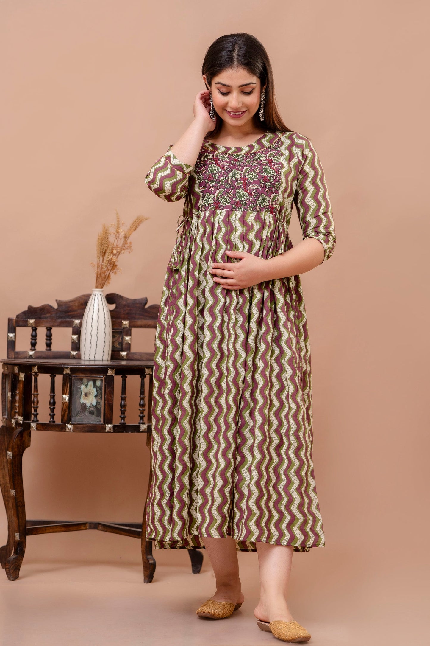 Hima Premium Cotton Anarkali Feeding & Maternity Kurti – 48 Inch Length, 2 Side Zips All-Day Comfort for Moms zik zeck