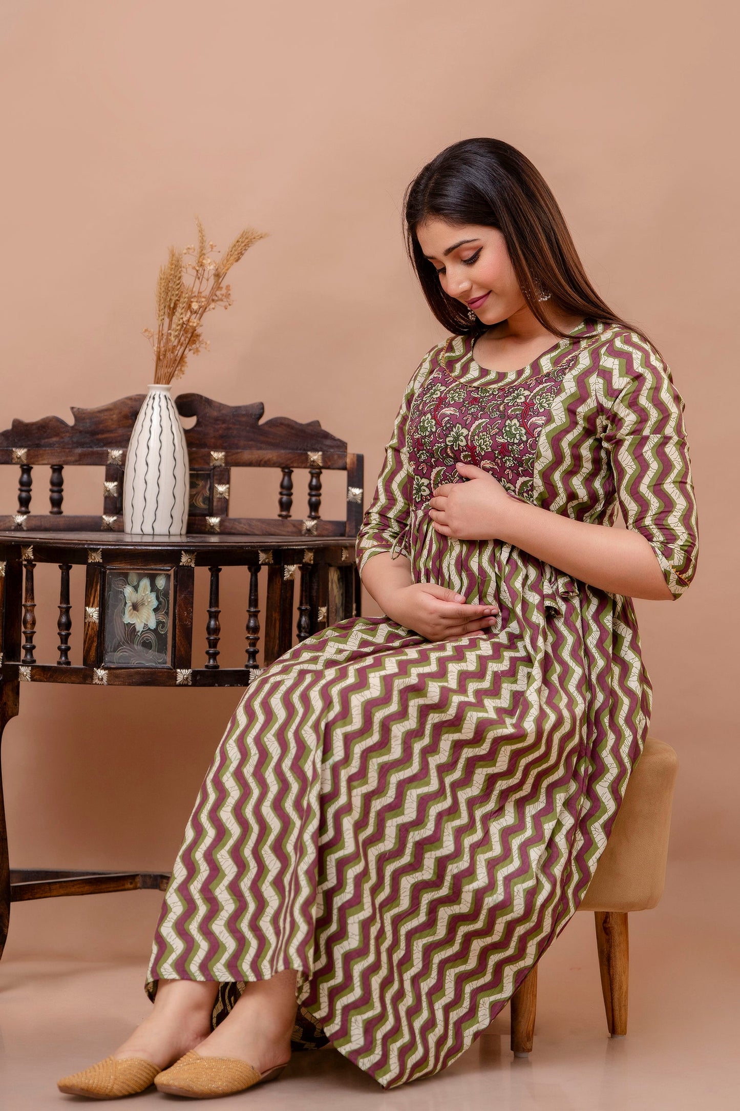 Hima Premium Cotton Anarkali Feeding & Maternity Kurti – 48 Inch Length, 2 Side Zips All-Day Comfort for Moms zik zeck
