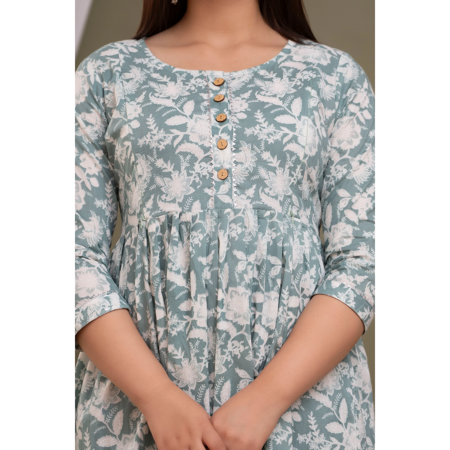 Hima Premium Cotton Anarkali Feeding & Maternity Kurti β 48 Inch Length, 2 Side Zips All-Day Comfort for Moms (Grey)