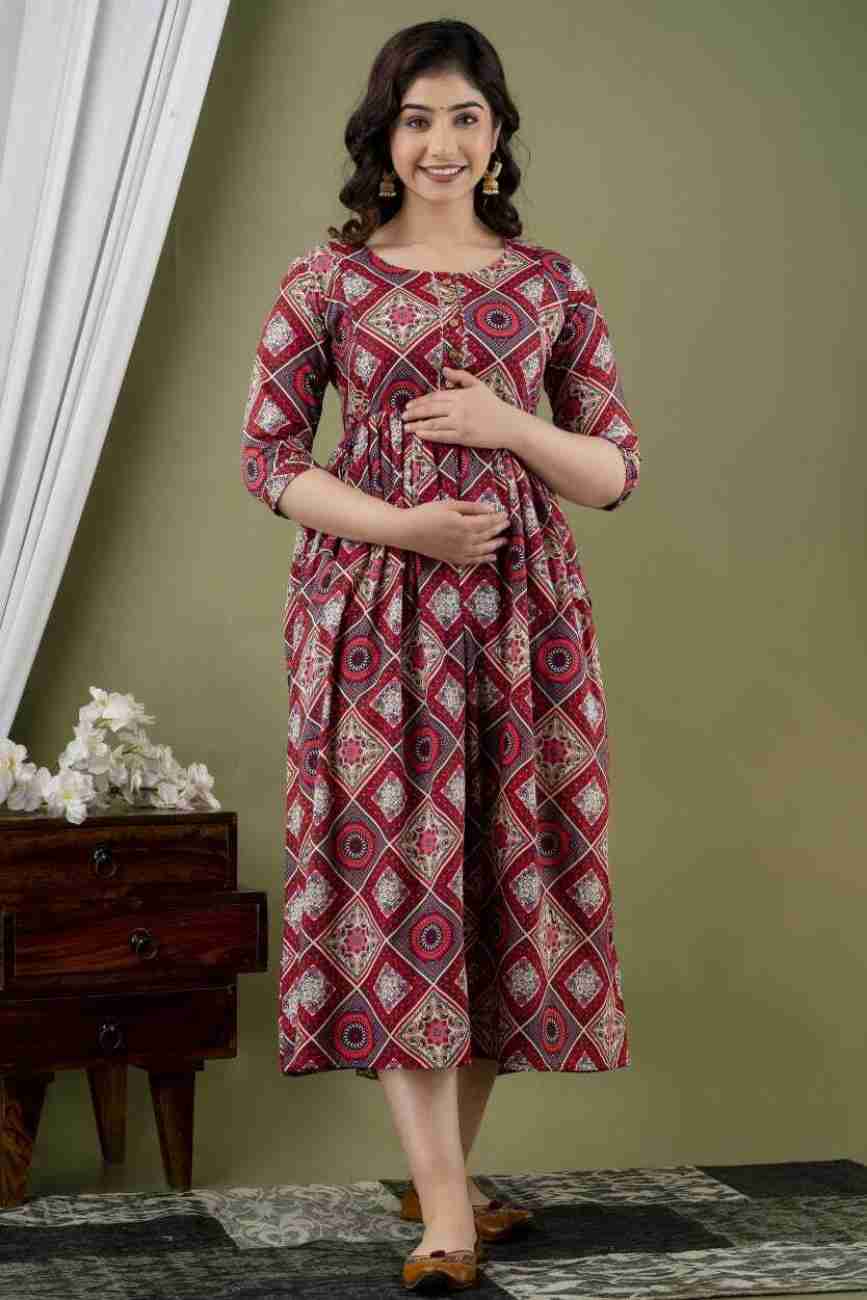 Hima Premium Cotton Anarkali Feeding & Maternity Kurti – 48 Inch Length, 2 Side Zips All-Day Comfort for Moms (Purple)