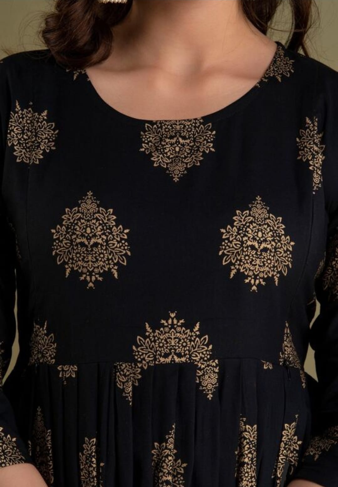 Hima Premium Cotton Anarkali Feeding & Maternity Kurti – 48 Inch Length, 2 Side Zips All-Day Comfort for Moms (Black)