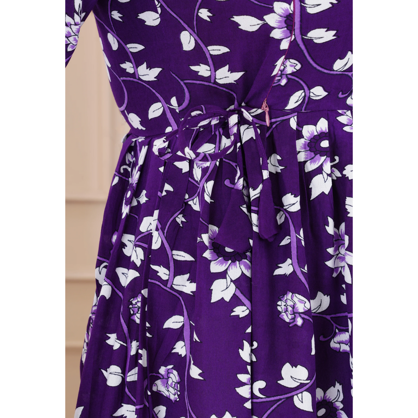 Hima Premium Cotton Anarkali Feeding & Maternity Kurti – 48 Inch Length, 2 Side Zips All-Day Comfort for Moms (Purple)
