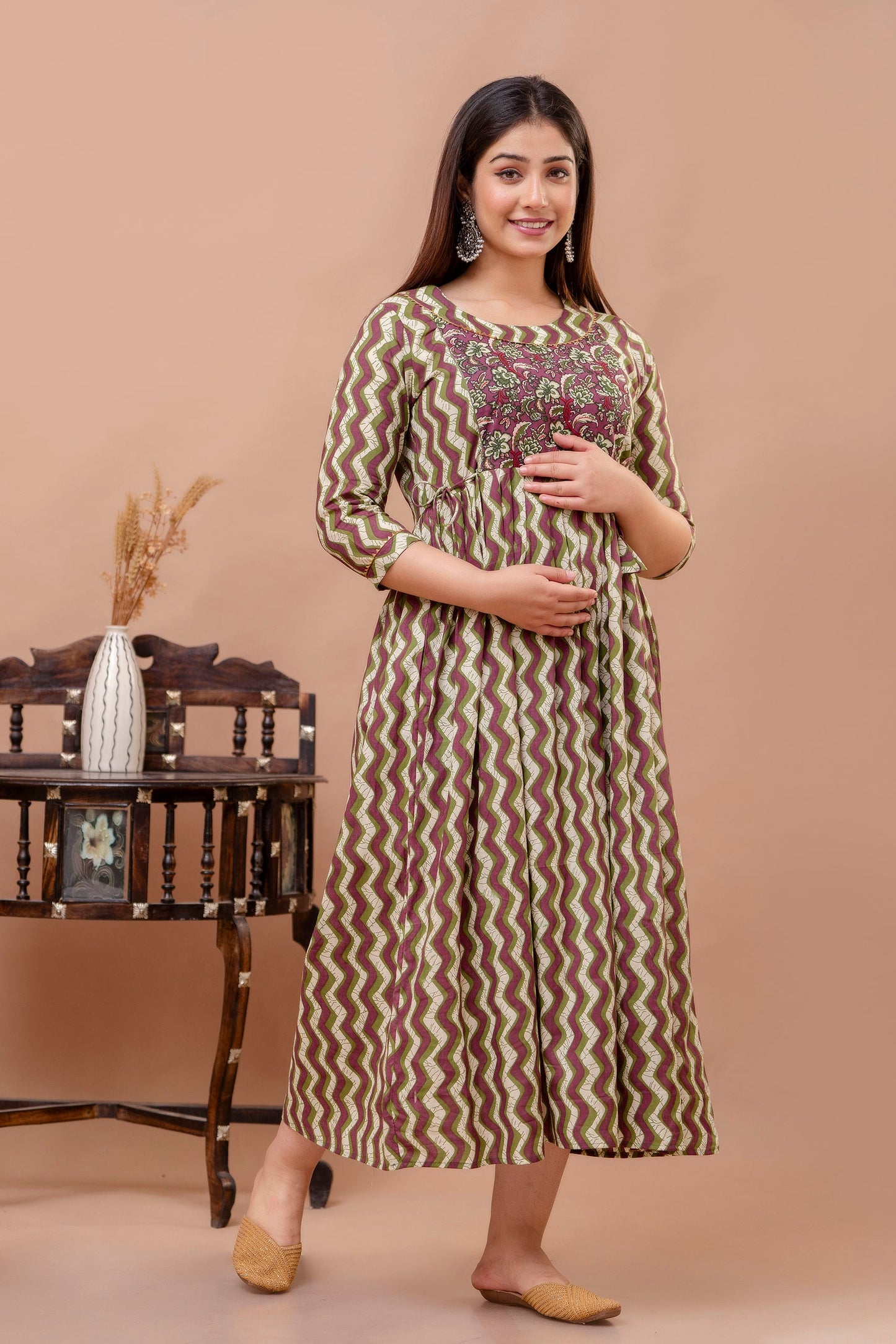Hima Premium Cotton Anarkali Feeding & Maternity Kurti – 48 Inch Length, 2 Side Zips All-Day Comfort for Moms zik zeck