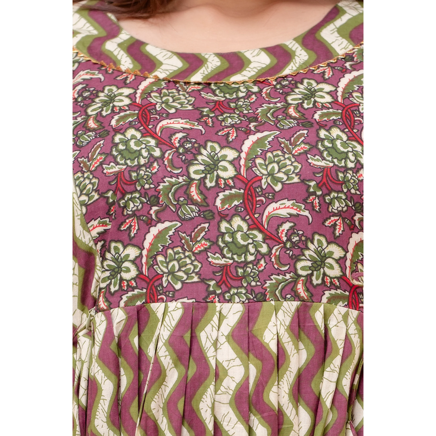 Hima Premium Quality Cotton Maternity Cum Feeding kurti (Brown)