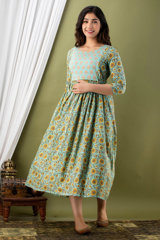 Effortless Feeding: Hima Women's Feeding Maternity Kurtis (Light Green)(TUL001)