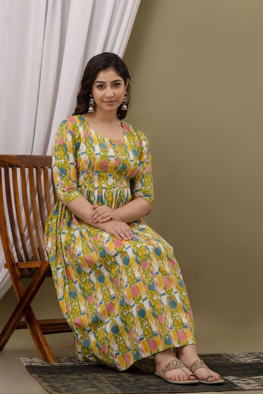 Hima Pure Cotton Anarkali Feeding & Maternity Kurti – Comfort Meets Elegance