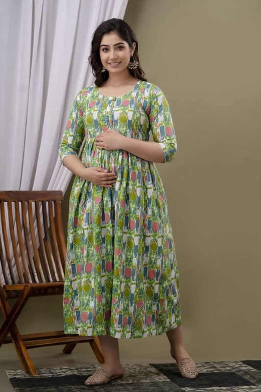 Hima Pure Cotton Anarkali Feeding & Maternity Kurti – Comfort Meets Elegance