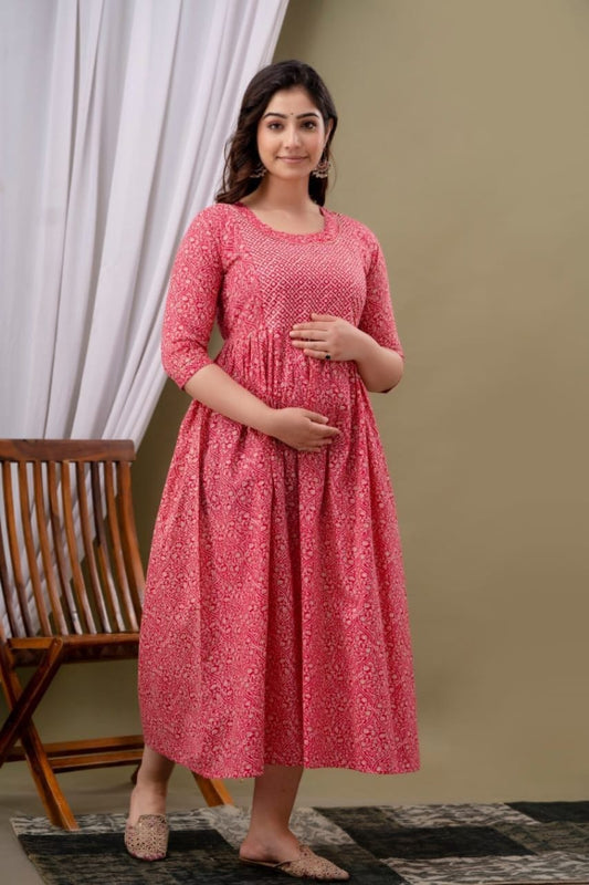 Hima Pure Cotton Anarkali Feeding & Maternity Kurti – Comfort Meets Elegance