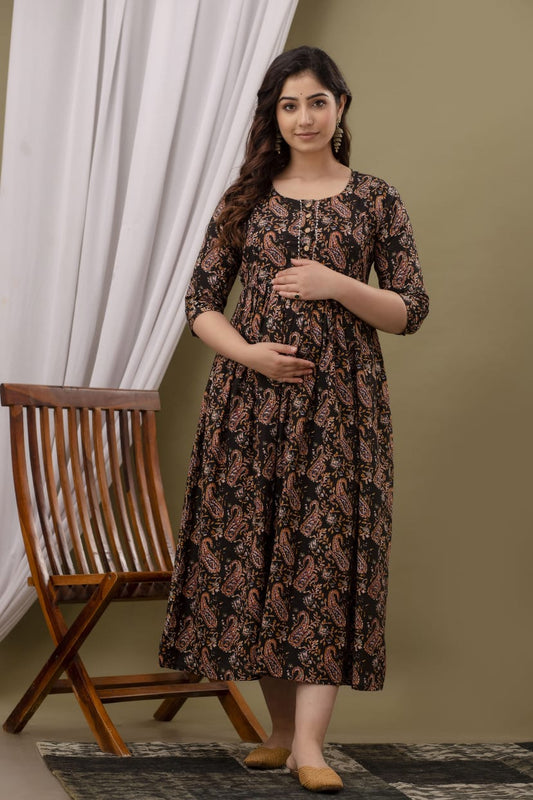 Hima Pure Cotton Anarkali Feeding & Maternity Kurti – Comfort Meets Elegance