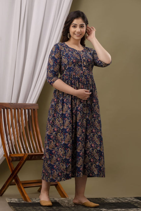 Hima Pure Cotton Anarkali Feeding & Maternity Kurti – Comfort Meets Elegance
