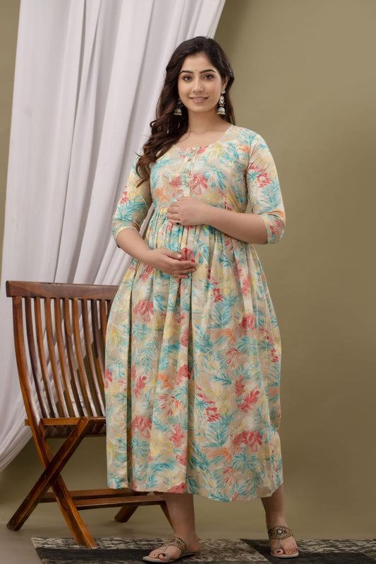 Hima Pure Cotton Anarkali Feeding & Maternity Kurti – Comfort Meets Elegance