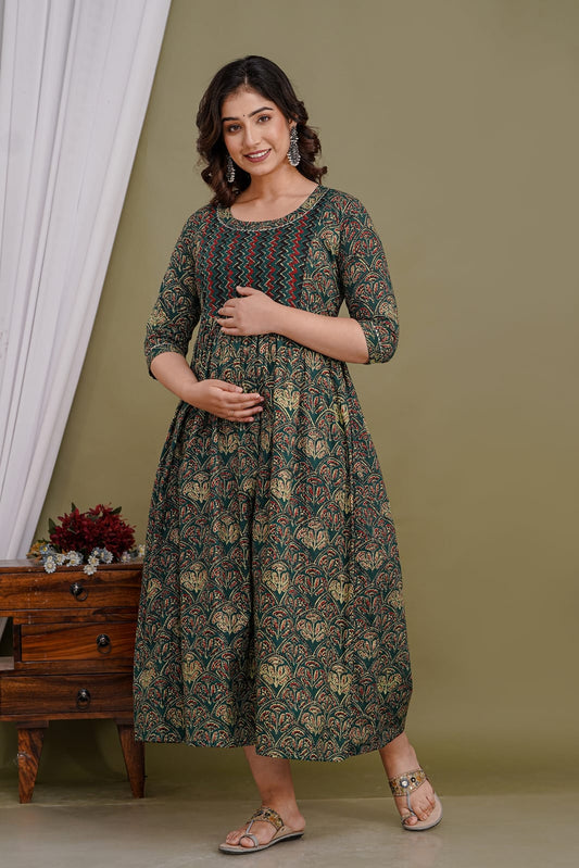 Hima Pure Cotton Anarkali Feeding & Maternity Kurti – Comfort Meets Elegance
