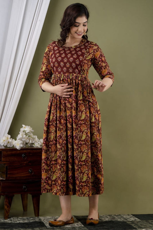 Hima Pure Cotton Anarkali Feeding & Maternity Kurti – Comfort Meets Elegance